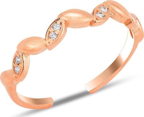 Gümüş rose zirkon taşlı alttan ayarlanabilir sarmaşık yüzük 
