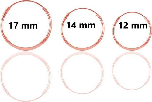 Gümüş rose üç boydan oluşan halka kombin küpeler