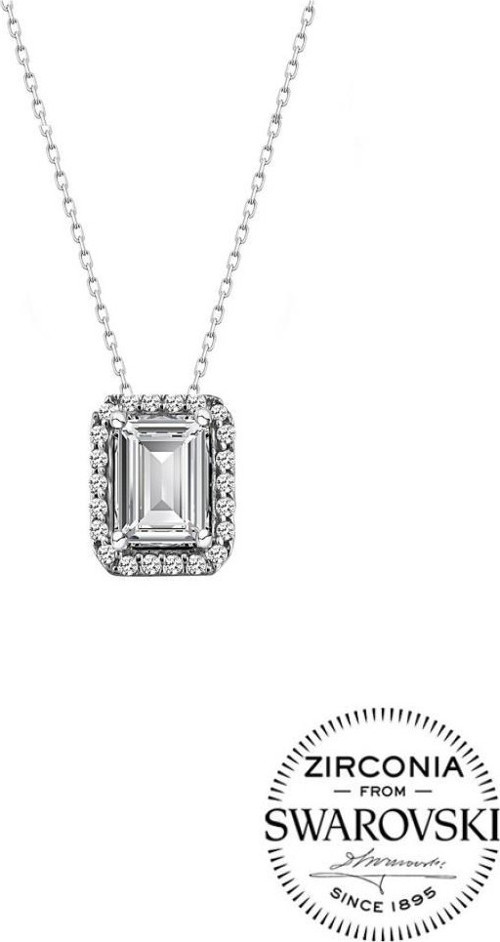 Gümüş Swarovski baget taşlı pırlanta modeli kolye