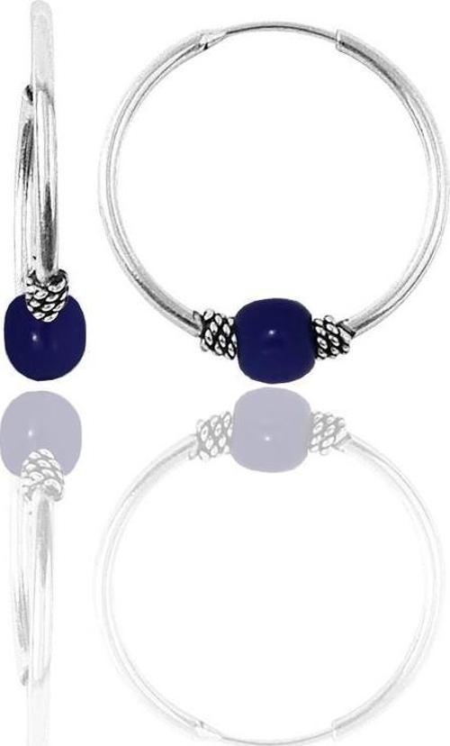 Gümüş 17 mm çivit mavisi halka küpe