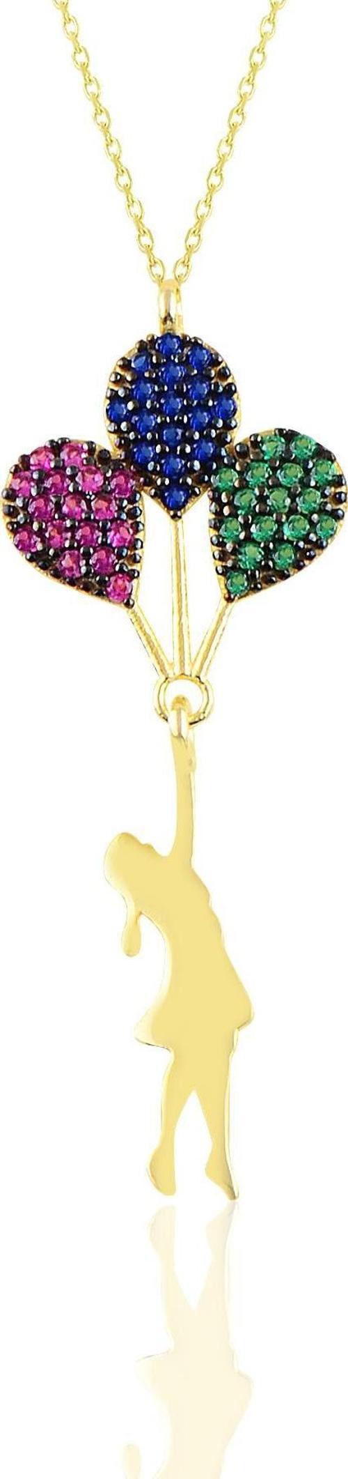 Gümüş 925 Ayar Gümüş Altın Yaldızlı Balonlu Kız Kolye