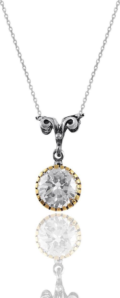 Gümüş zirkon taşlı otantik tektaş kolye