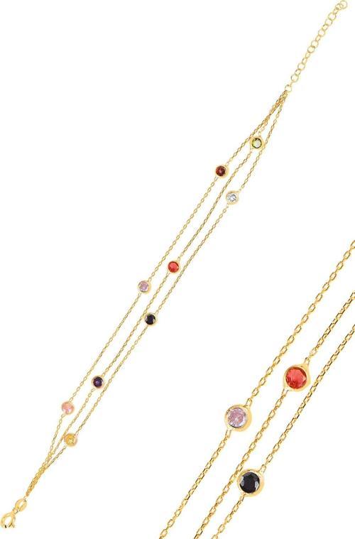 Gümüş altın yaldızlı  renkli sıra taşlı  bileklik 