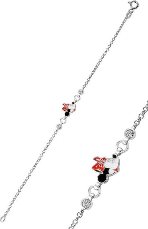 Gümüş mineli zirkon taşlı mice modeli bileklik 