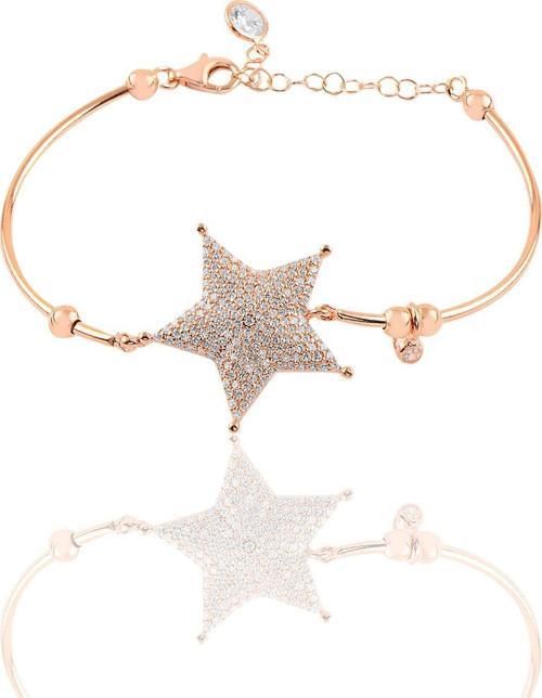 Gümüş rose zirkon taşlı star bilezik 