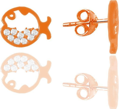 Gümüş rose zirkon taşlı balık küpe