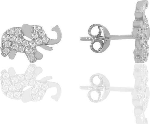 Gümüş rodyumlu zirkon taşlı fil küpe