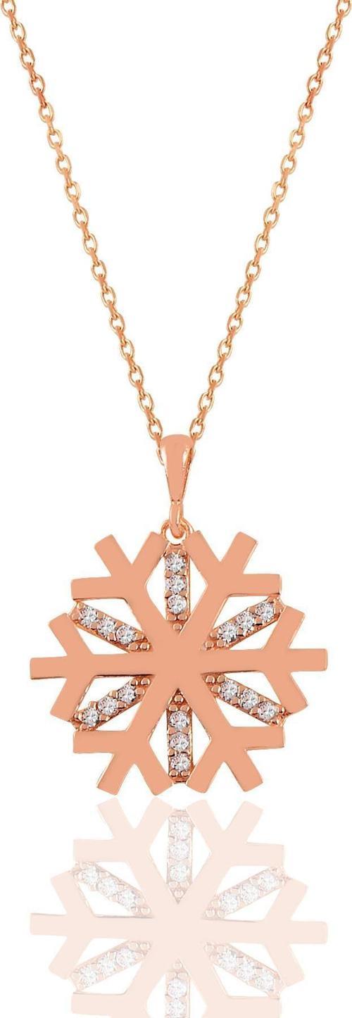 Gümüş rose zirkon taşlı sade kartanesi kolye 