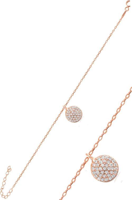 Gümüş rose zirkon taşlı yuvarlak bileklik