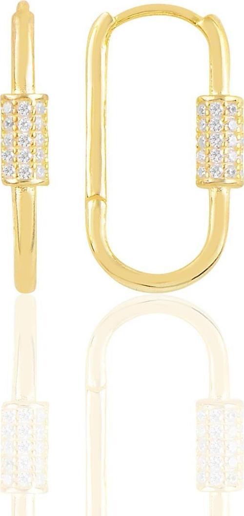 Gümüş altın yaldızlı zirkon taşlı  tasarım küpe 