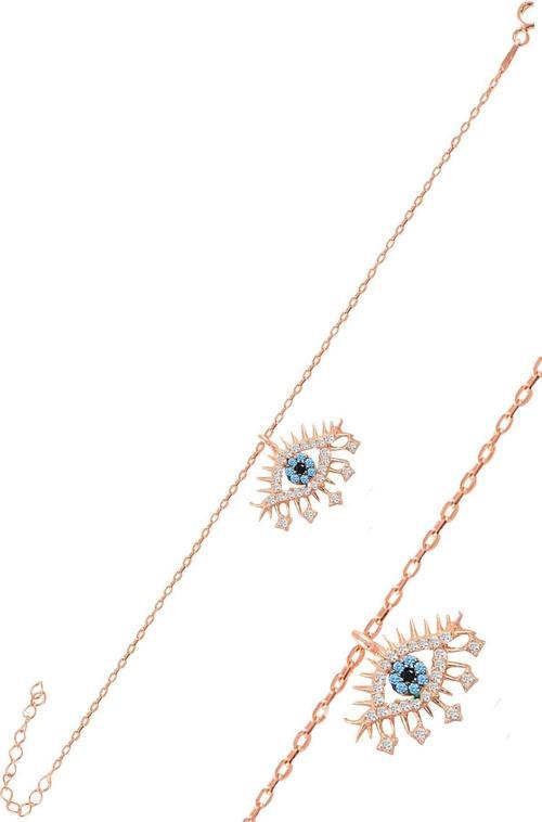 Gümüş rose zirkon taşlı lareyn bileklik 