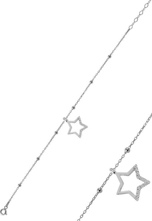 Gümüş zirkon taşlı yıldız figürlü top top bileklik 