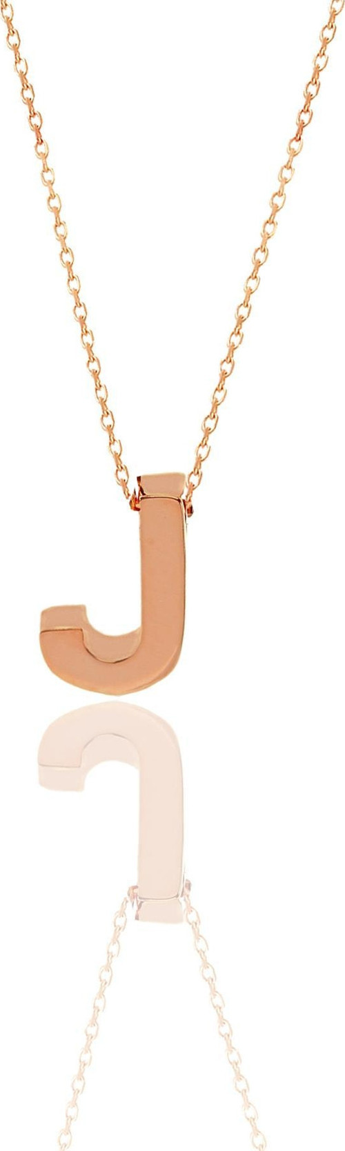 Gümüş rose üç boyutlu minimal J harf kolye