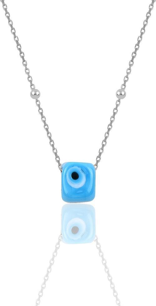 Gümüş rodyumlu top top zincirli  nazarlı kolye 