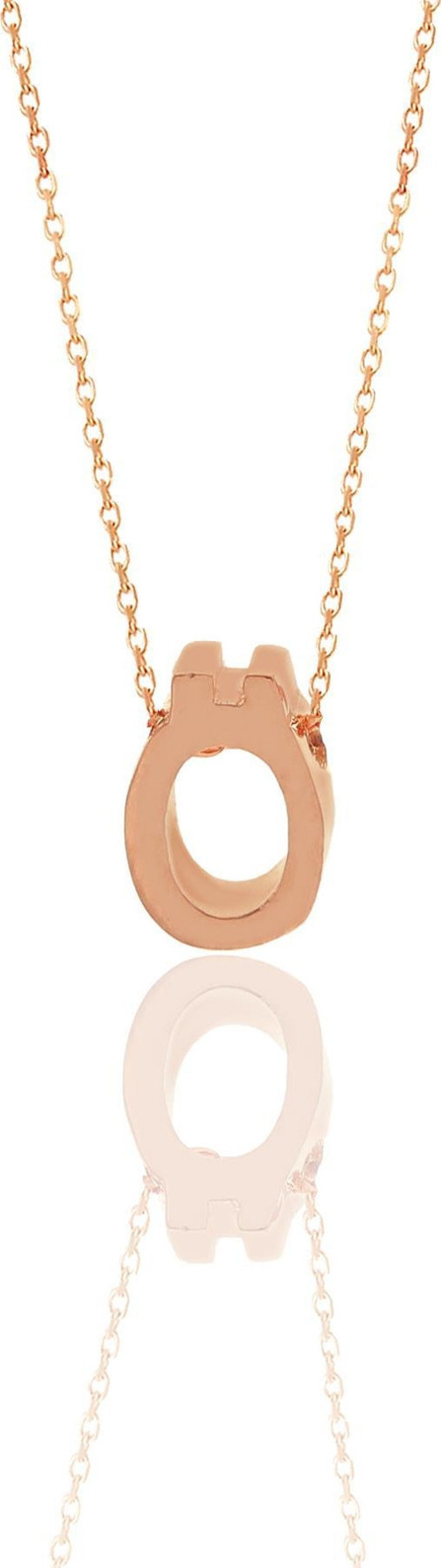 Gümüş rose üç boyutlu minimal Ö harf kolye