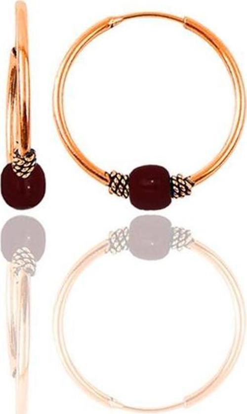 Gümüş rose 14 mm mercan renkli halka küpe