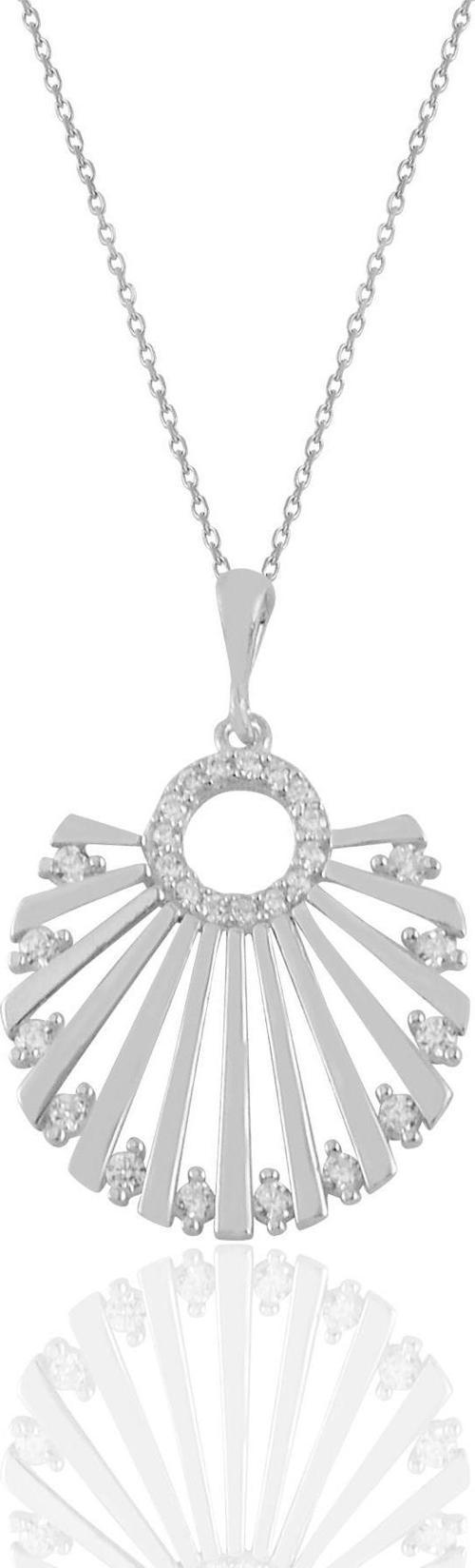 Gümüş rodaj  zirkon taşlı midye kolye 