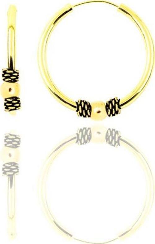 Gümüş altın yaldızlı 14 mm toplu halka küpe 