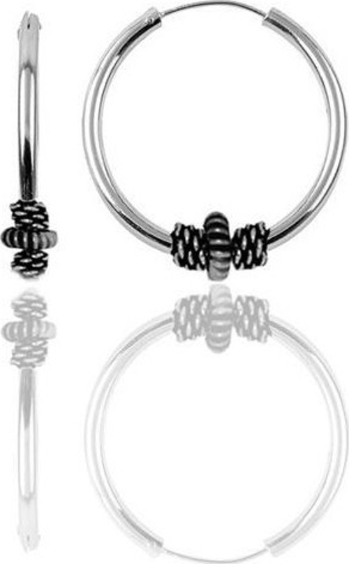 Gümüş 12 mm mini işlemeli halka küpe