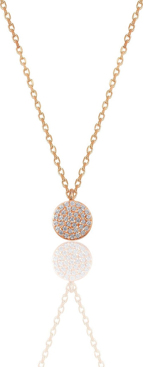 Gümüş rose zirkon taşlı yuvarlak kolye