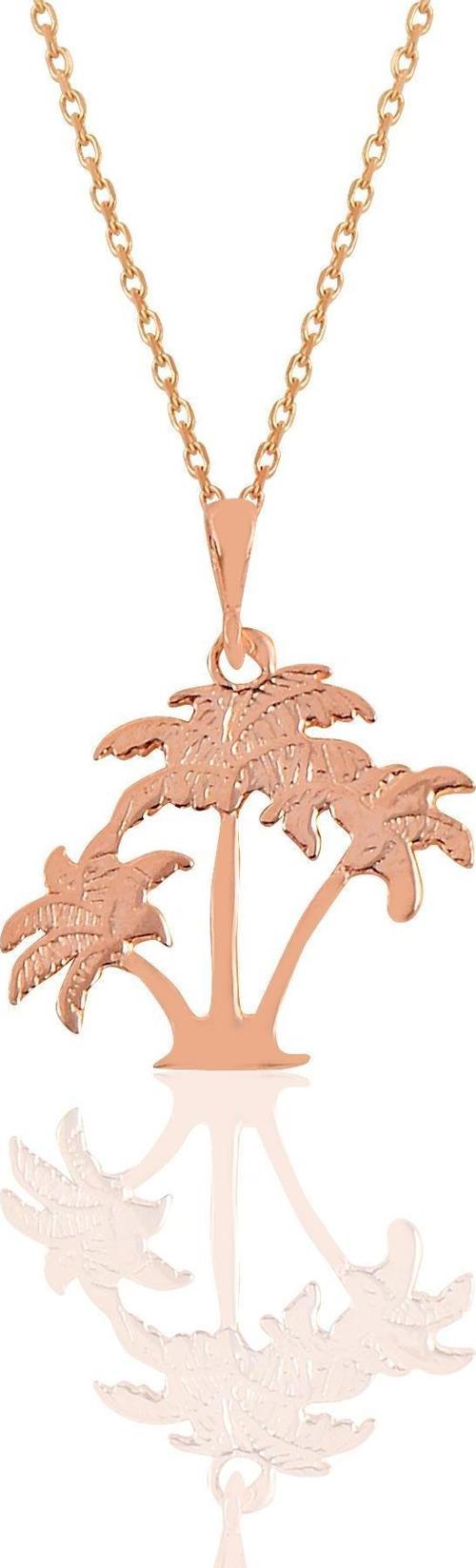 Gümüş rose üçlü palmiye kolye 