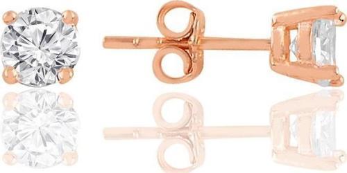 Gümüş rose  pırlanta montürlü 5 mm tek taş küpe 