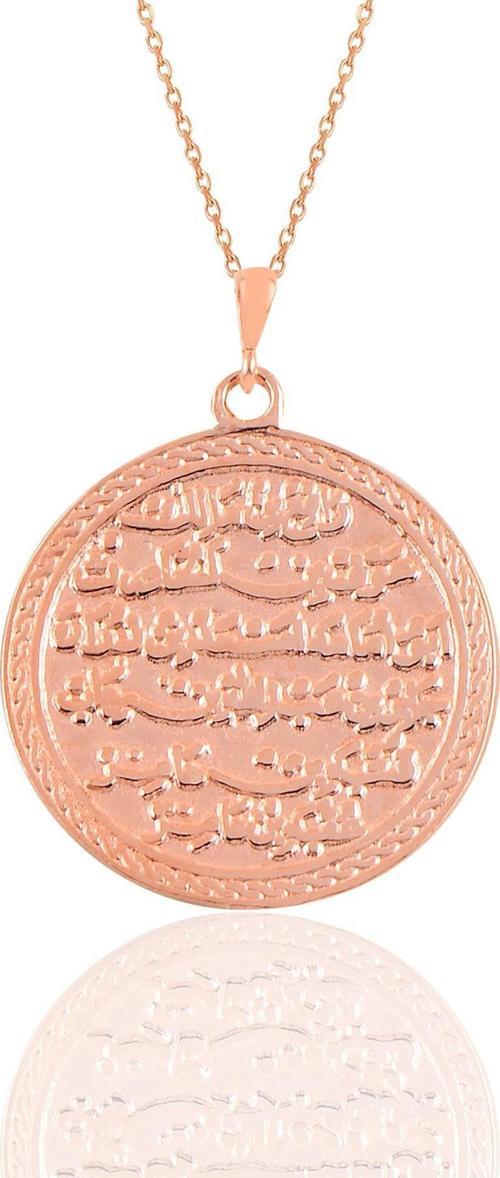Gümüş rose kıtmir duası yazılı kolye 