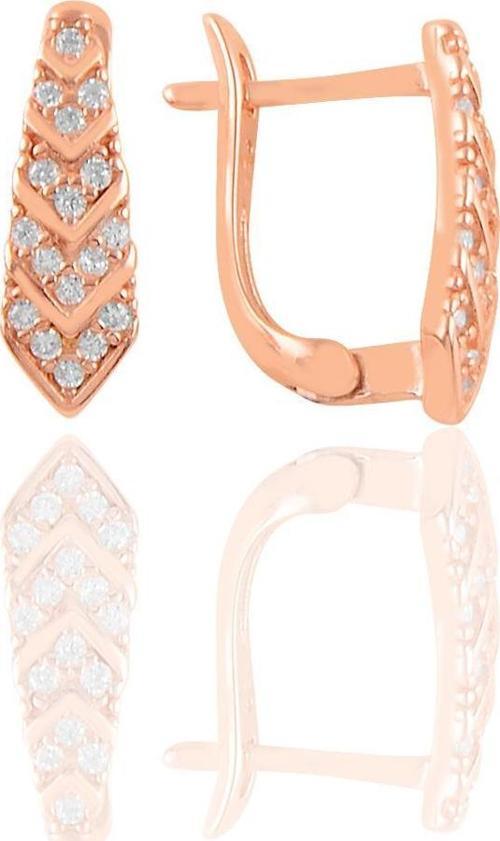 Gümüş rose zirkon taşlı kravat modeli j küpe