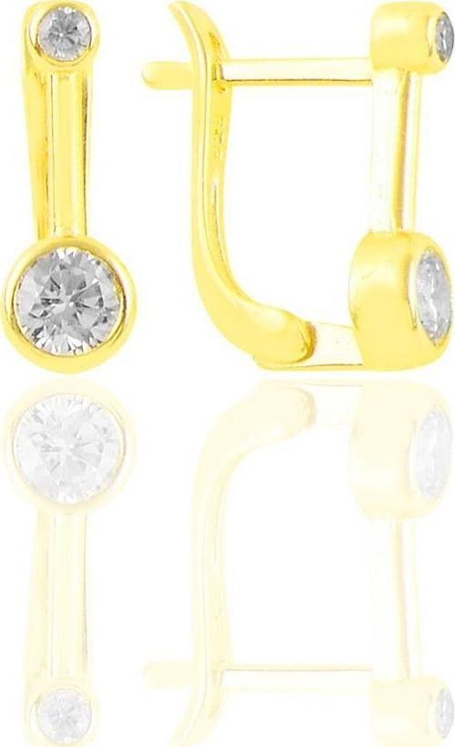 Gümüş altın yaldızlı zirkon taşlı j küpe 