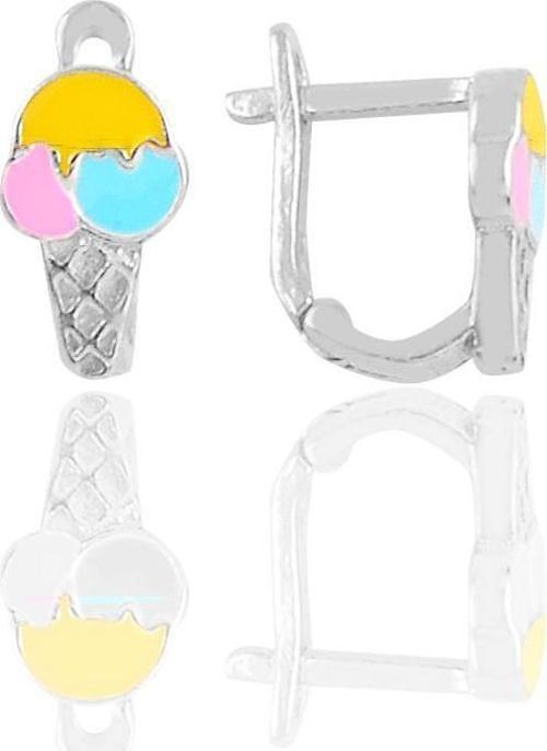 Gümüş mineli klipsli dondurma çocuk küpesi