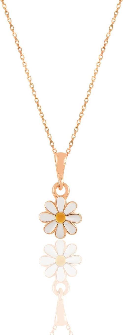Gümüş rose mineli papatya kolye 