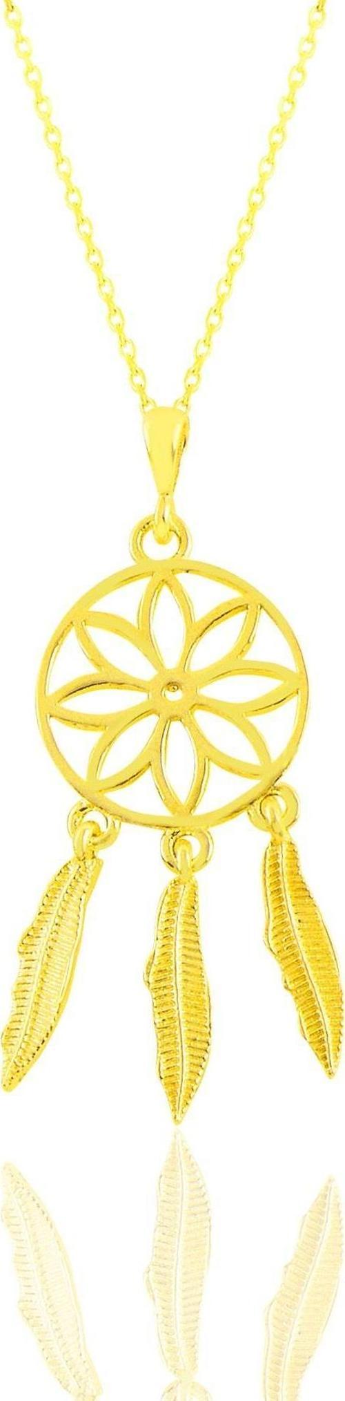 Gümüş altın yaldızlı düş kapanı kolye 