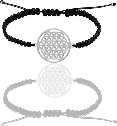 Gümüş rodyumlu yaşam çiçeği örgülü bileklik