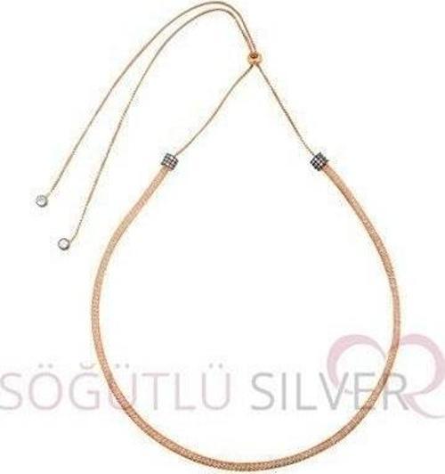 Gümüş rodyumlu birinci kalite zirkon taşlı file örgülü asansörlü kolye 