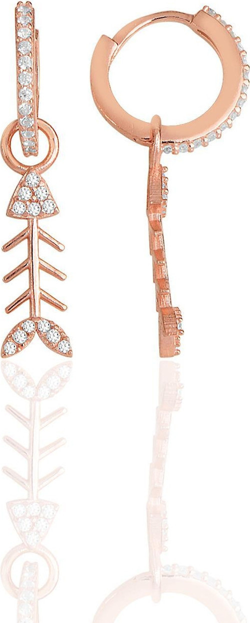 Gümüş rose zirkon taşlı balık kılçığı küpe