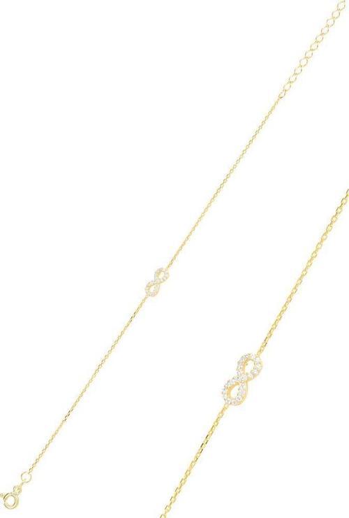 Gümüş altın yaldızlı zirkon taşlı sonsuzluk bileklik 