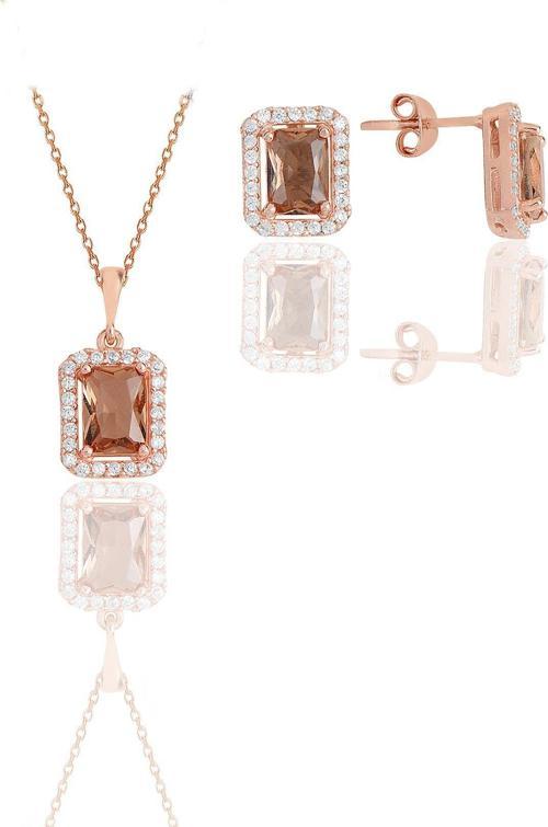 Gümüş rose renk değiştiren zultanit taşlı baget kesim ikili set 