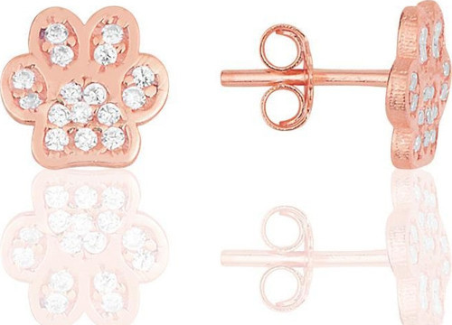 Gümüş rose zirkon taşlı pati küpe