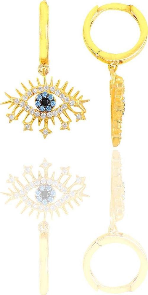 Gümüş altın yaldızlı zirkon taşlı lareyn küpe