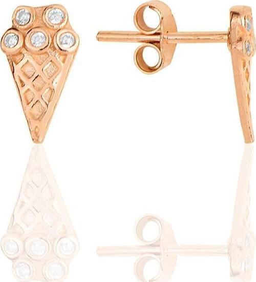 Gümüş rose zirkon taşlı dondurma küpe 