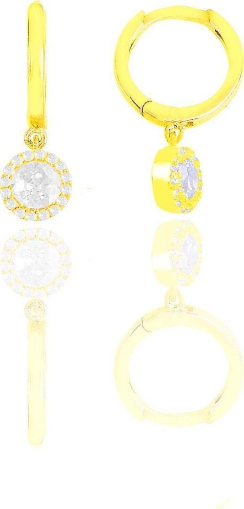 Gümüş altın yaldızlı zirkon taşlı pırlanta montür küpe 