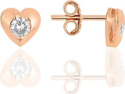 Gümüş rose zirkon taşlı kalp küpe