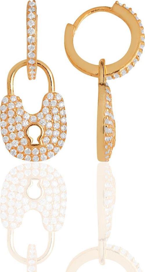 Gümüş rose zirkon taşlı kilit küpe