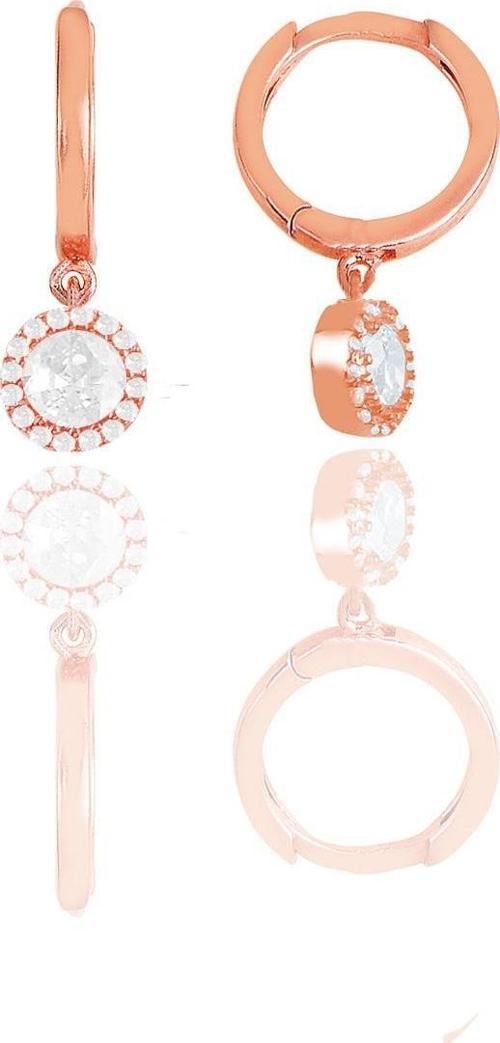 Gümüş rose zirkon taşlı pırlanta montür küpe 