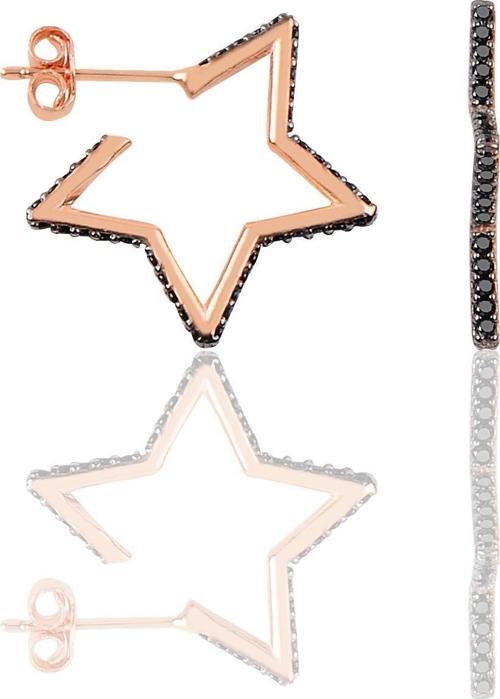 Gümüş rose siyah taşlı star küpe 