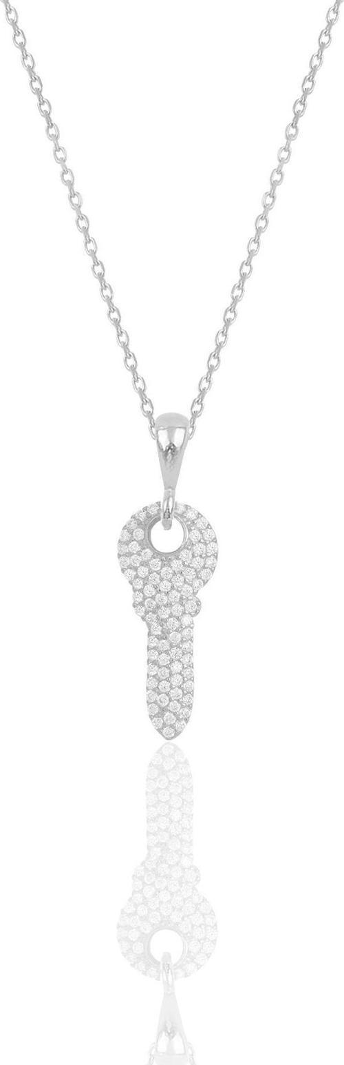 Gümüş rodyumlu zirkon taşlı anahtar kolye