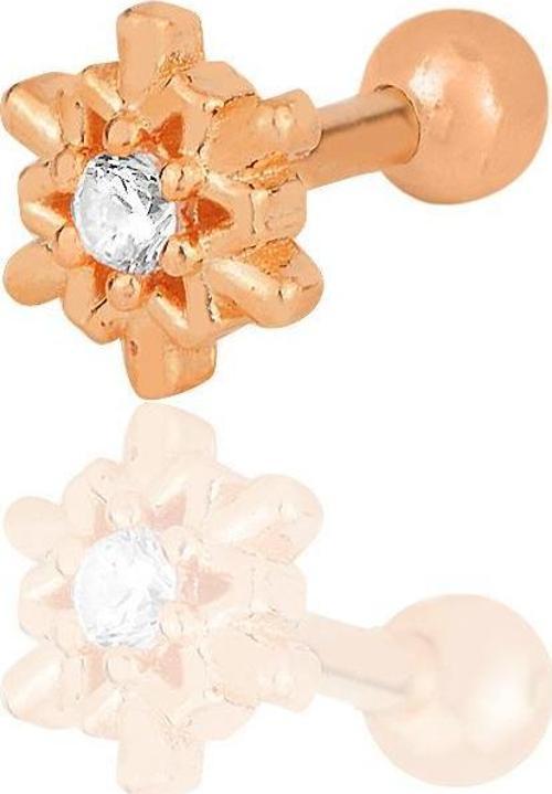 Gümüş rose zirkon taşlı kar tanesi tragus helix Piercing küpe 