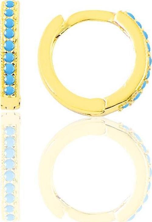 Gümüş altın yaldızlı turkuaz taşlı 11 mm halka küpe Tragus Piercing Helix Kıkırdak Küpesi