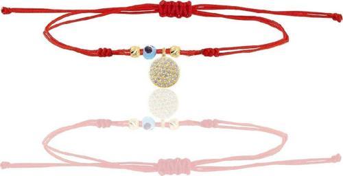 Gümüş altın yaldızlı zirkon taşlı nazarlı yuvarlak ipli şans bileklik 