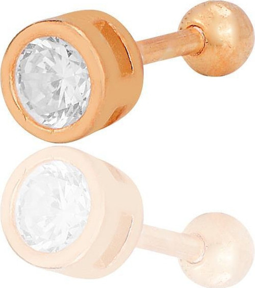 Gümüş rose zirkon tek taş 5 mm Tragus helix Piercing küpe